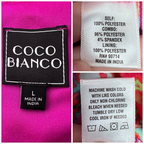 Coco Bianco Pink Paisley Sheer Batwing Blouse Lined Flowing Top Size Large - Picture 3 of 9